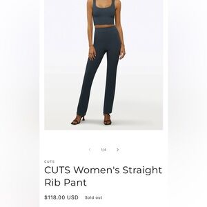 Women's dark blue ribbed High-Waisted Pants